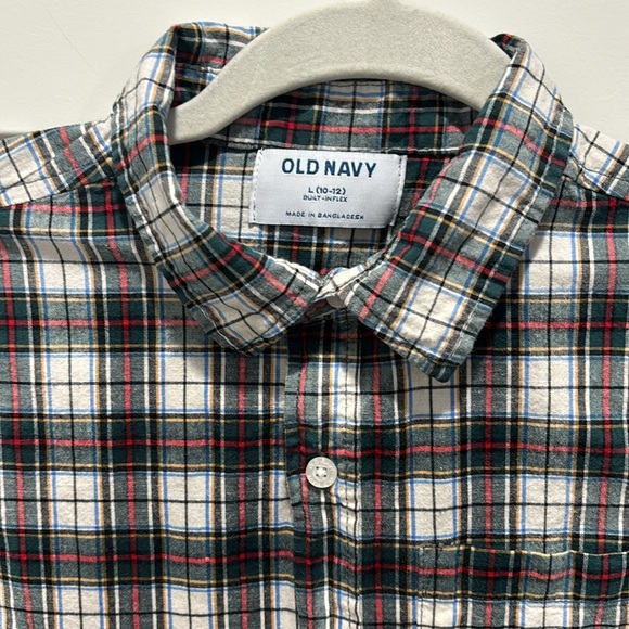 Old Navy Plaid Button-up Plaid Shirt Boys Size L 10-12 - Picture 1 of 4